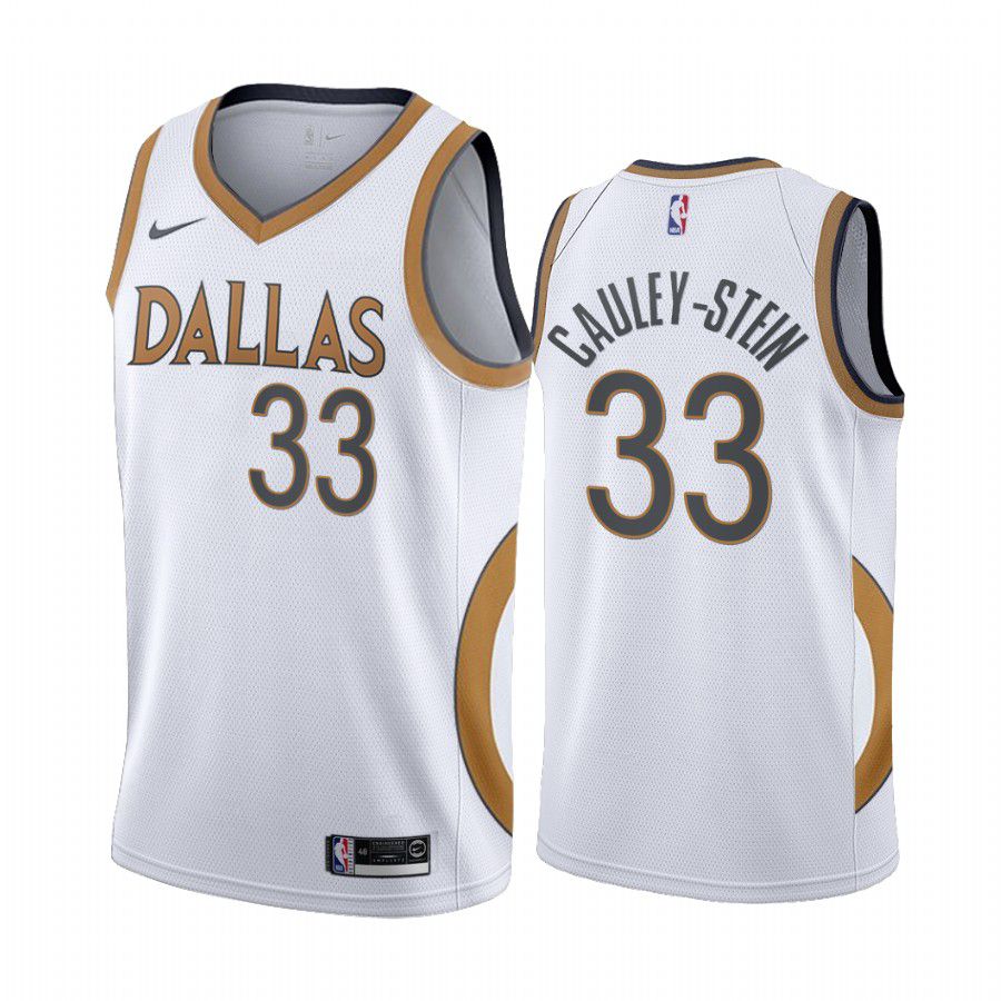 Men Dallas Mavericks 33 willie cauley stein white city edition gold silver logo 2020 nba jersey